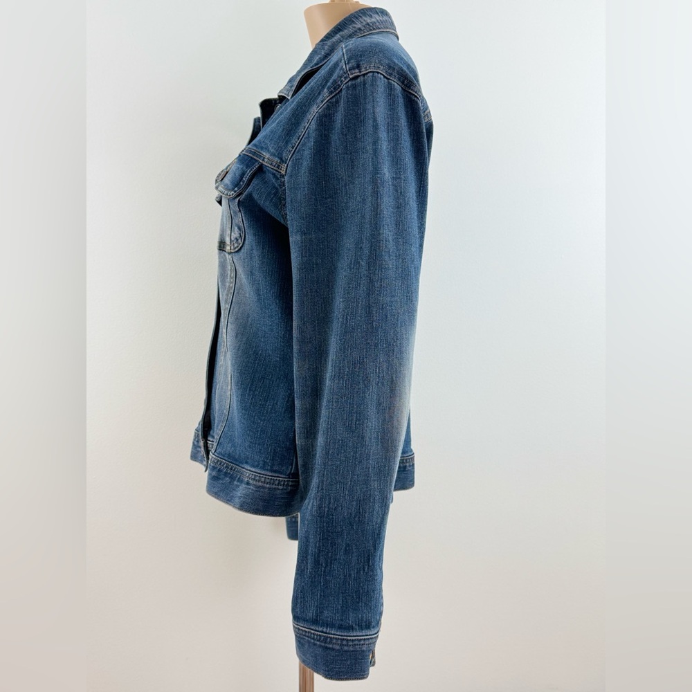 Old Navy Medium Washed Cropped Stretch Denim Trucker's Jacket, Women's Size L - Picture 5 of 13